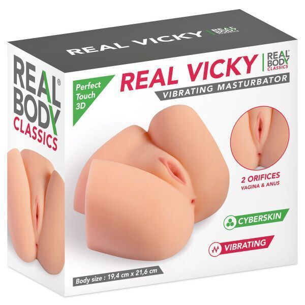 Мастурбатор-полуторс с вибрацией Real Body Real Vicky вагина и анус, 22х19 см SO9952 фото