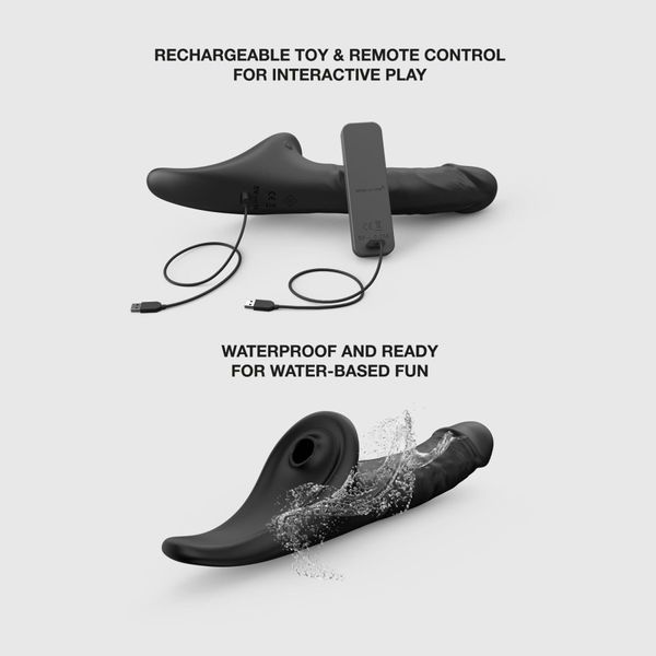 Вибронасадка для страпона с вакуумной стимуляцией Strap-On-Me Multi Orgasm Realistic Dildo M Black SX4035 фото