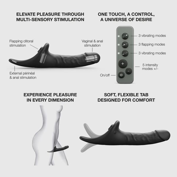 Вибронасадка для страпона с вакуумной стимуляцией Strap-On-Me Multi Orgasm Realistic Dildo M Black SX4035 фото