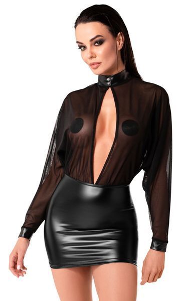 Платье Noir Handmade F348 Powerwetlook and tulle dress - 4XL SX2095 фото