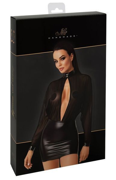 Платье Noir Handmade F348 Powerwetlook and tulle dress - 4XL SX2095 фото