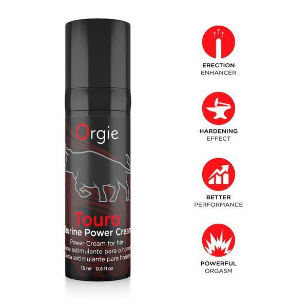 Крем для посилення ерекції Orgie Touro Power Cream, 15 мл, з таурином, гінкго та коренем женьшеню SX1560 фото
