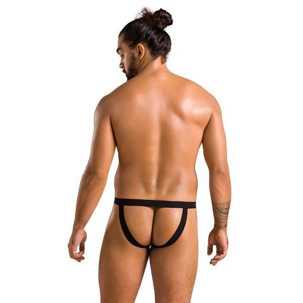 Чоловічі сліпи на шнурівці Passion 044 SLIP BEN S/M Black, екошкіра, люверси SO7604 фото