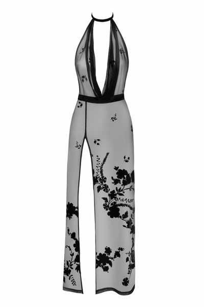 Сукня Noir Handmade F312 Divinity, 3XL, black, прозора, до підлоги, відкрита спина, розріз збоку SX0314 фото