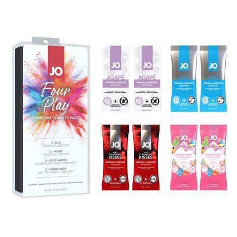 Набор смазок на водной основе JO Four Play (8&times;10 мл): H2O Original, Agap&eacute; Original, H2O Strawberry K SO6763 фото