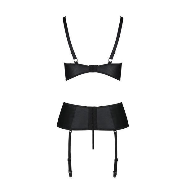 Корсет с открытой грудью Passion JANNIES CORSET L/XL black, стринги в наборе SO8445 фото