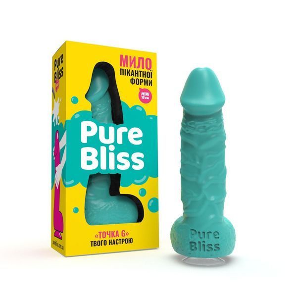 Мыло в форме пениса Pure Bliss MINI Turquoise, крафтовое мыло-член, натуральное SO6359 фото