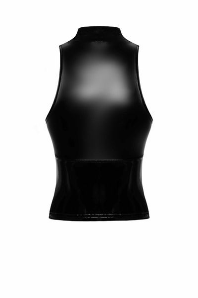 Топ Noir Handmade F324 Glam, 3XL, black, халтер, на блискавці, вінілові вставки, комір-стійка SX0380 фото