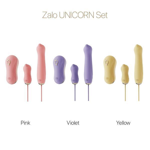 Набір 3в1 Zalo &ndash; UNICORN Set Violet, віброяйце, пульсатор, вакуумний стимулятор SO6688 фото