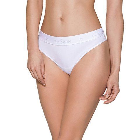 Трусики-бразиліана з бавовни Passion PS005 PANTIES L, white SO4223 фото