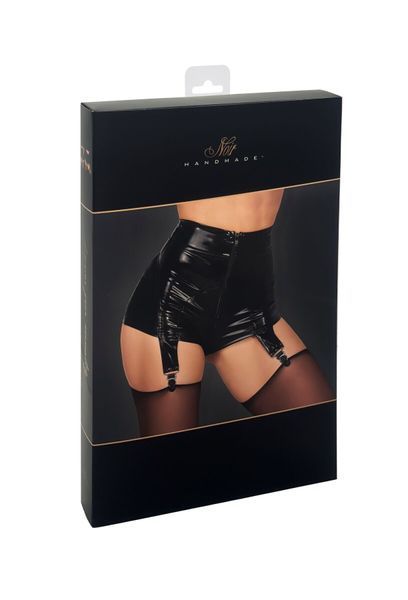 Шортики Noir Handmade F325 Glam, L, black, вініл, висока талія, кріплення для панчіх, з доступом SX0383 фото