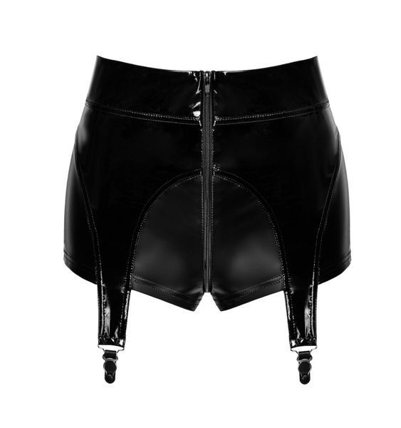Шортики Noir Handmade F325 Glam, L, black, вініл, висока талія, кріплення для панчіх, з доступом SX0383 фото