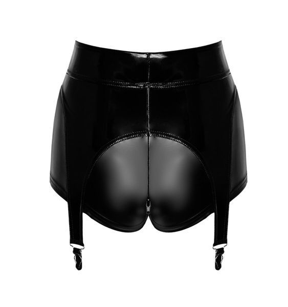Шортики Noir Handmade F325 Glam, L, black, вініл, висока талія, кріплення для панчіх, з доступом SX0383 фото