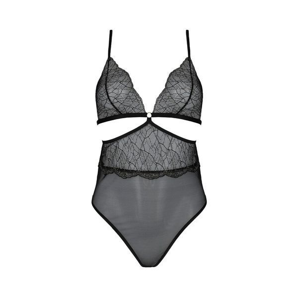 Боди Passion AMBERLY BODY 4XL/5XL black, ассиметричный крой, кружевной лиф, золотая нить SO7049 фото