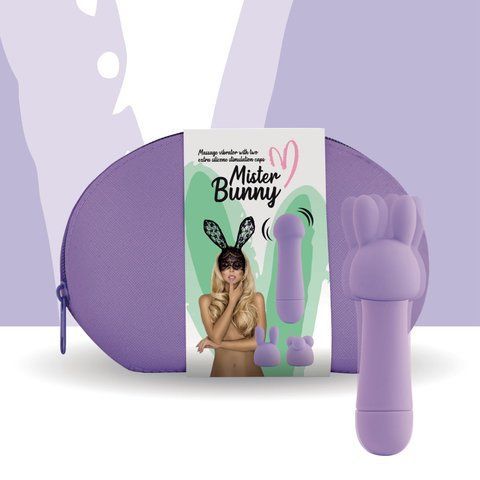Мінівібратор FeelzToys Magic Bunny Purple з двома насадками SO4439 фото