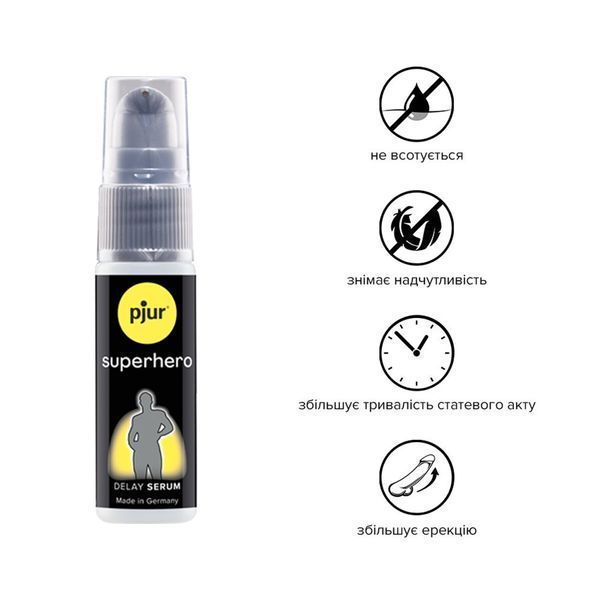 Сироватка-пролонгатор pjur Superhero Delay Serum 20 мл, створює ефект плівки, без оніміння PJ12090 фото