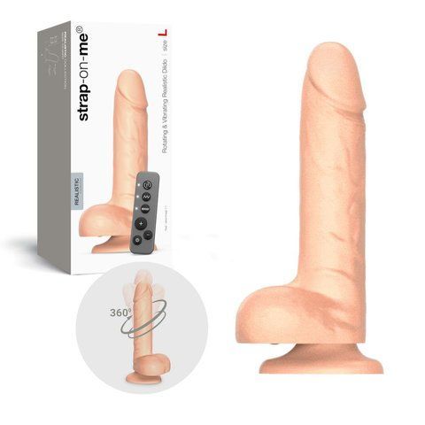 Фалоімітатор з вібрацією і ротацією Strap-On-Me Rotating & Vibrating Realistic Dildo - L - Vanilla SX3504 фото