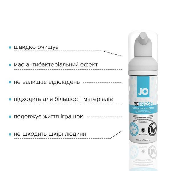 М&rsquo;яка пінка для очищення іграшок JO REFRESH (50 мл), дезінфекційна, проникає глибоко SO1512 фото