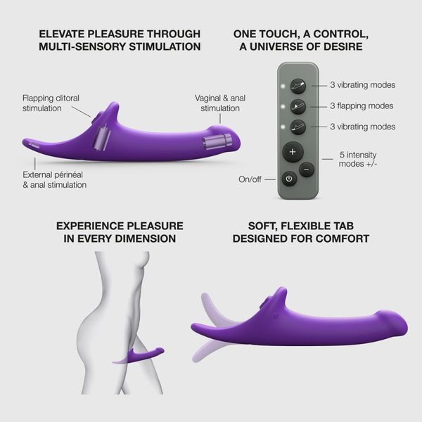Вибронасадка для страпона с вакуумной стимуляцией Strap-On-Me Multi Orgasm Dildo M Purple SX4033 фото